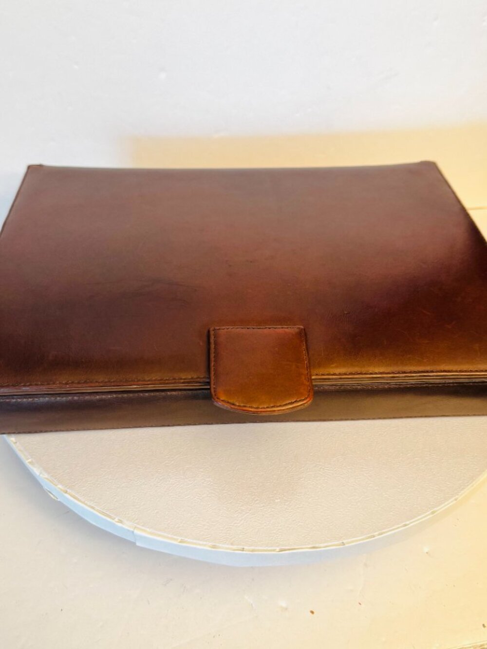 Vtg Leather Dresser Jewelry Box Rare Storage Holder Black Velvet Lining READ - Picture 2 of 16